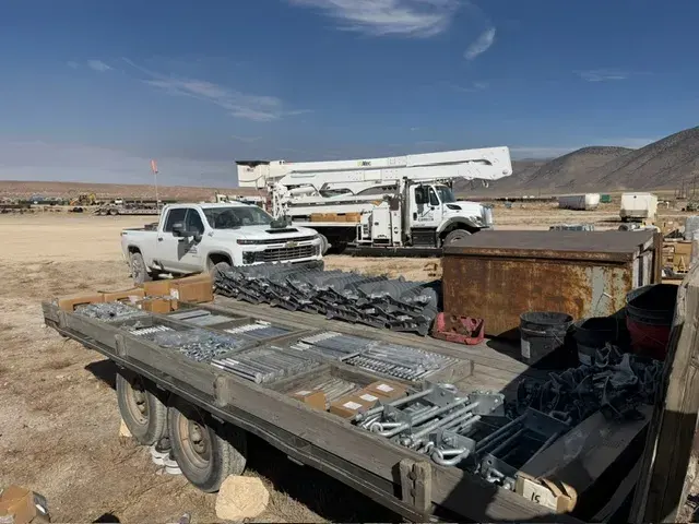Field vehicles and materials at a work area